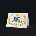 Tarjeta MAZEL TOV BAT MITZVAH Personalizable floral judío<br><div class="desc">Texto dibujado a mano por mí para ti. Genial para un mitzvah de murciélago. Agregue su propio texto al interior de la tarjeta o cambie los colores de fondo. Para más diseños y colores, revisa mi tienda! O hazme saber si quieres algo personalizado. ¡Pregúntale si no encuentras lo que necesitas!...</div>