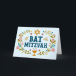 Tarjeta MAZEL TOV BAT MITZVAH Personalizable floral judío<br><div class="desc">Texto dibujado a mano por mí para ti. Genial para un mitzvah de murciélago. Agregue su propio texto al interior de la tarjeta o cambie los colores de fondo. Para más diseños y colores, revisa mi tienda! O hazme saber si quieres algo personalizado. ¡Pregúntale si no encuentras lo que necesitas!...</div>