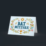 Tarjeta MAZEL TOV BAT MITZVAH Personalizable floral judío<br><div class="desc">Texto dibujado a mano por mí para ti. Genial para un mitzvah de murciélago. Agregue su propio texto al interior de la tarjeta o cambie los colores de fondo. Para más diseños y colores, revisa mi tienda! O hazme saber si quieres algo personalizado. ¡Pregúntale si no encuentras lo que necesitas!...</div>