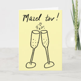 Tarjeta Mazel Tov Boda Champagne Cheetch Doodle