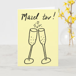 Tarjeta Mazel Tov Boda Champagne Cheetch Doodle