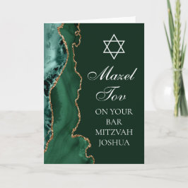 Tarjeta Mazel Tov en tu bar Mitzvah Green Gold