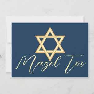 Tarjeta Mazel Tov Estrella de David, Azul Amarillo