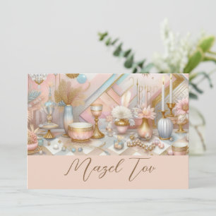 Tarjeta Mazel Tov Moderna, Estética Chic Rosa Dora
