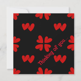 Tarjeta Mazipoodles Corazones Rojos en Negro Pensando en T