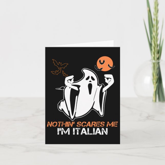 Tarjeta Me asusta soy el disfraz italiano de Fantasma Hall (Anverso)