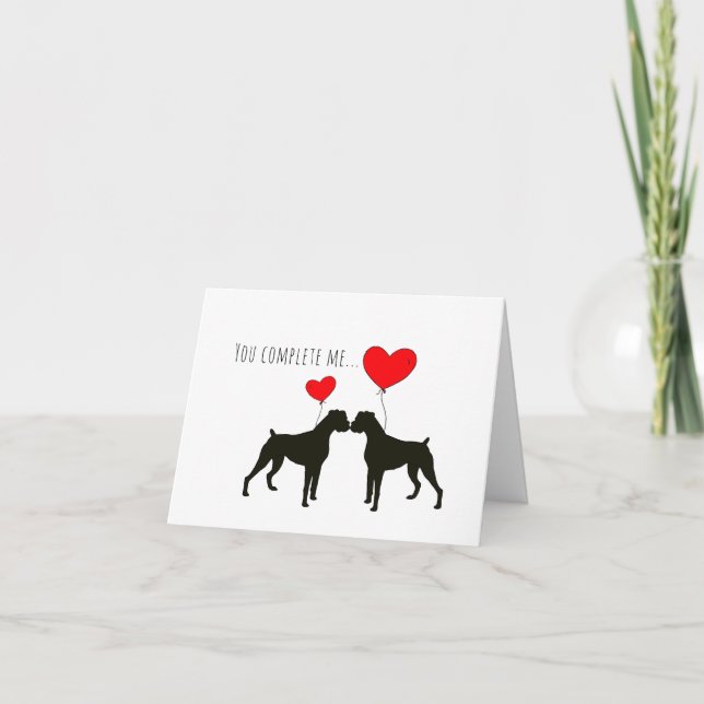 Tarjeta Me completas - Perro Boxer Valentine (Anverso)