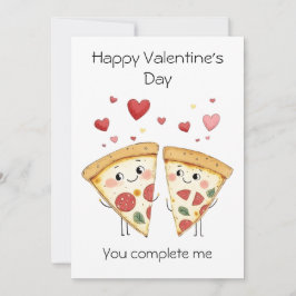 Tarjeta Me Completas – Pizza Cute y Punny para San Valentí