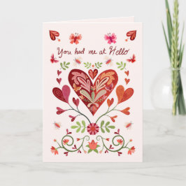 Tarjeta Me conquistaste con un Hola - Amor Romántico Día d