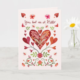 Tarjeta Me conquistaste con un Hola - Amor Romántico Día d