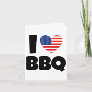 Tarjeta Me Encanta Bbq Byrbecue Con Bandera Y Corazón Esta
