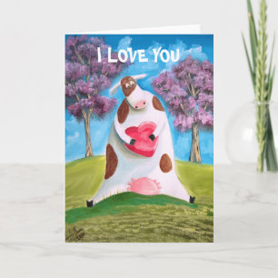 TARJETA ME ENCANTA CUTE CORAZÓN DE VACA
