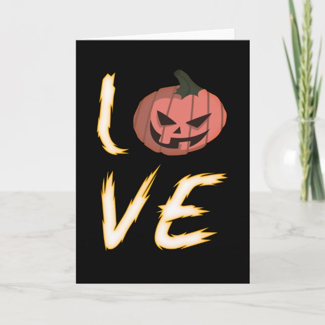 Tarjeta Me encanta el regalo de calabaza de Halloween (Anverso)