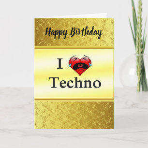 Tarjeta Me encanta el tecno con un divertido canto de cora
