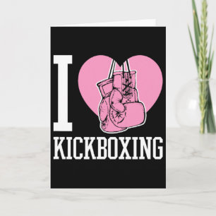 Tarjeta Me encanta kickboxing corazón divertido lindo boxe