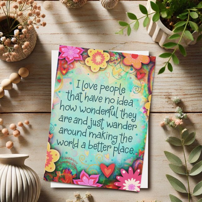 Tarjeta Me Encanta La Gente Bonito Floral Whimsical (Subido por el creador)