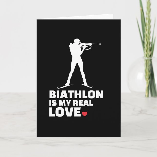 Tarjeta Me encanta la silueta de biatlón estilo biatlón (Anverso)