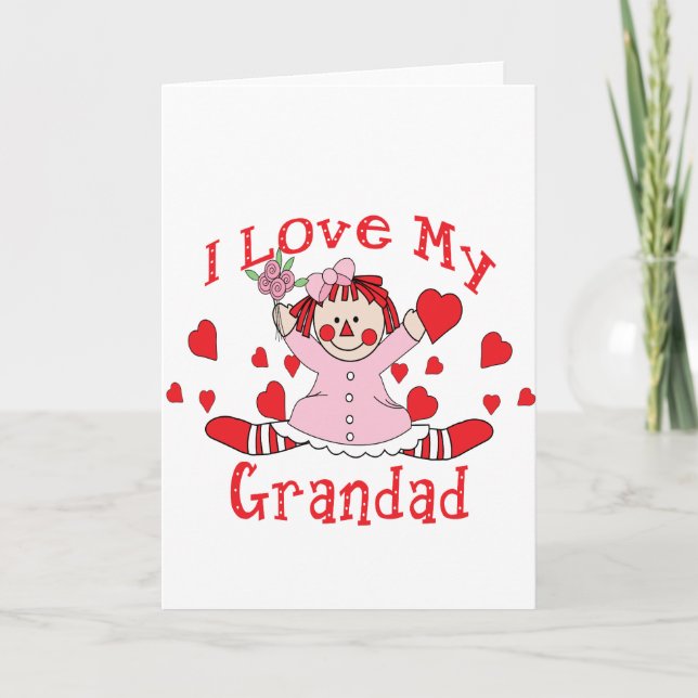 Tarjeta Me encanta mi abuela Rag Doll & Hearts (Anverso)