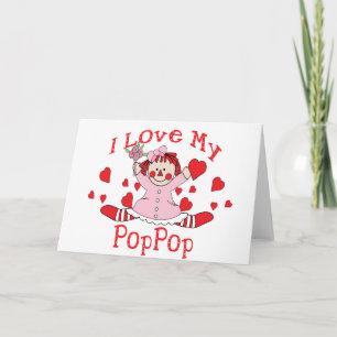 Tarjeta Me encanta mi muñeca pop-pop rag y mis corazones