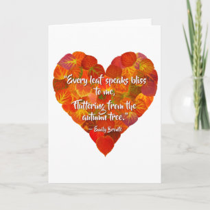 Tarjeta Me Encanta Otoño—Corazón de hojas de águila roja 1