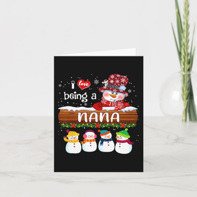 Tarjeta Me encanta ser un muñeco de nieve divertida Feliz  (Anverso)