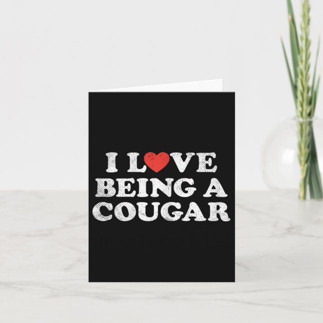 Tarjeta Me encanta ser un outfit de cougar corazón de coug (Anverso)