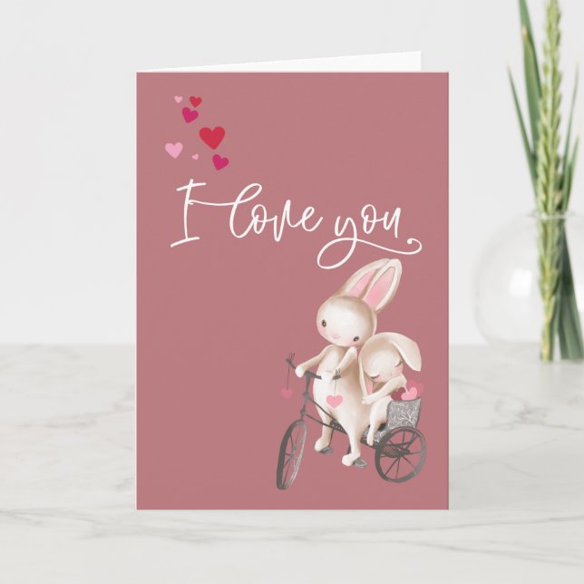 Tarjeta Me Encanta Tu El día de San Valentín De Conejito. (Anverso)