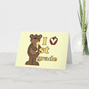 Tarjeta Me encantan las camisetas de primer grado y los re