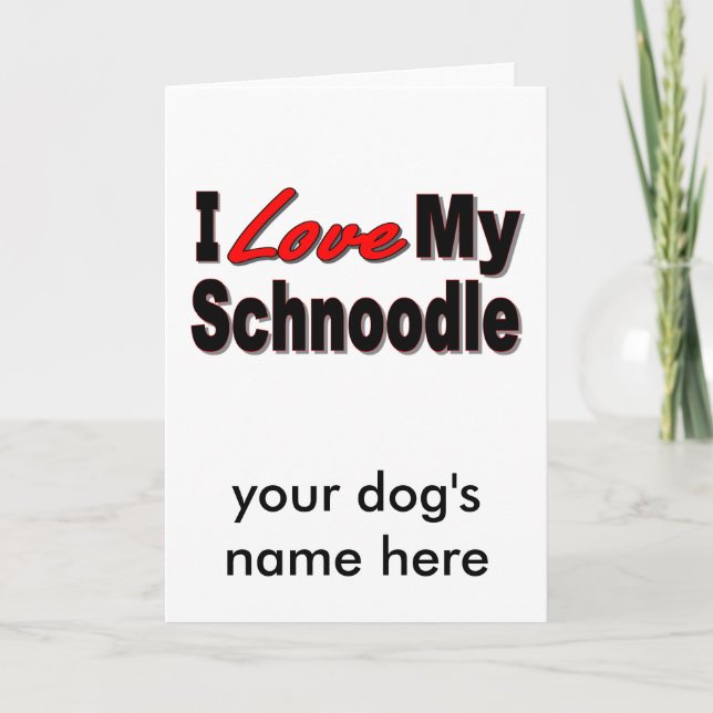 Tarjeta Me encantan mis regalos y ropa de perro de Schnood (Anverso)