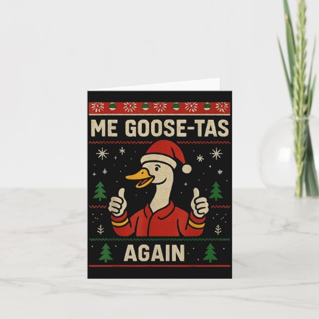 Tarjeta Me Goose Ta Funny Pun Pajamas Ugly Santa Mexican S (Anverso)