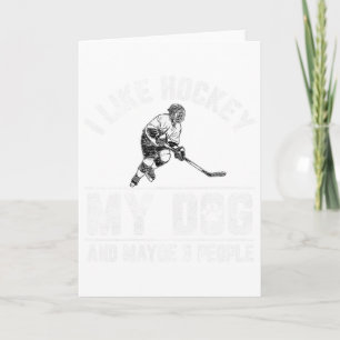 Tarjeta Me gusta el hockey, mi perro y quizás 3 personas d