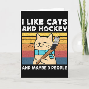 Tarjeta Me gustan los gatos y el hockey y tal vez 3 person