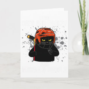 Tarjeta Me gustan los gatos y el hockey y tal vez 3 person