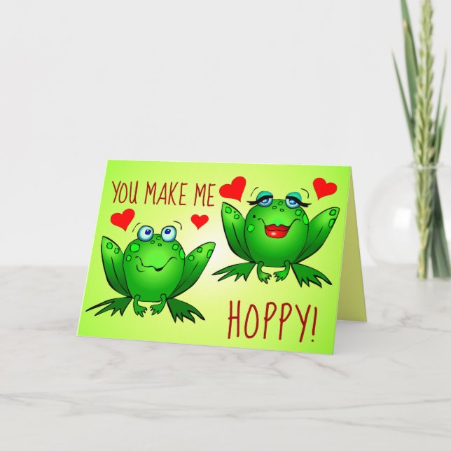 Tarjeta Me Haces Corazones De Ranas Personalizados Adorabl (Anverso)