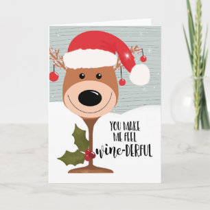 Tarjeta me haces sentir navidades vino, maravilloso vino d