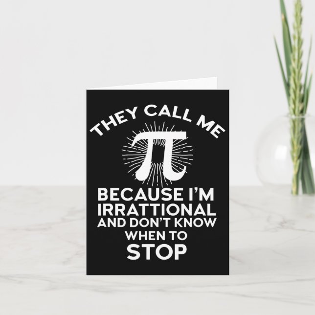 Tarjeta Me Llaman Pi Funny Math Geek Teacher 3.14 Pi Da (Anverso)