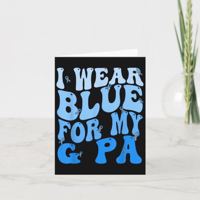 Tarjeta Me pongo azul por mi G Pa Blue Ribbon T1d Diabetes (Anverso)