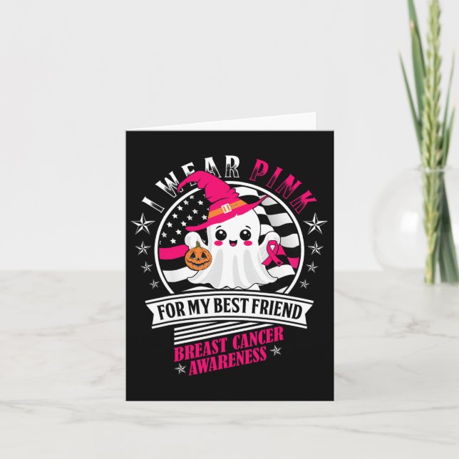 Tarjeta Me pongo rosa por mi mejor amigo Fantasma Calabaza (Anverso)