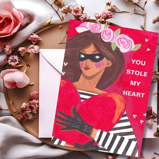 Tarjeta Me Robaste el saludo del El día de San Valentín de (You Stole My Heart Valentine's Day Greeting Card)