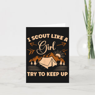Tarjeta Me Scout Como Un Chica Intenta Mantenerse Al Alcan