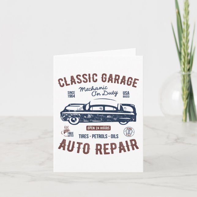 Tarjeta Mecánico de Garage de Coches Clásicos de Guardia (Anverso)