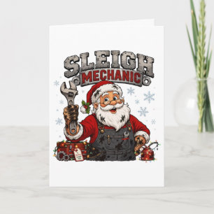 Tarjeta Mecánico de Trineo Divertido Navidad Santa