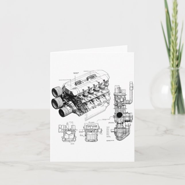 Tarjeta Mechanics Car Enthusiast Men Engine Eces  (Anverso)