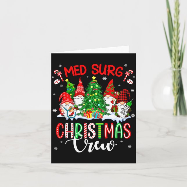 Tarjeta Med Surg Christmas Crew Group Gnomes Decorating Xm (Anverso)