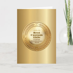Tarjeta Medalla personalizada 3D realista editable de oro