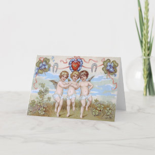Tarjeta Medallon de ángel querubín de herradura de trébol