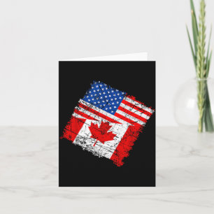 Tarjeta Media bandera estadounidense y canadiense hoja de