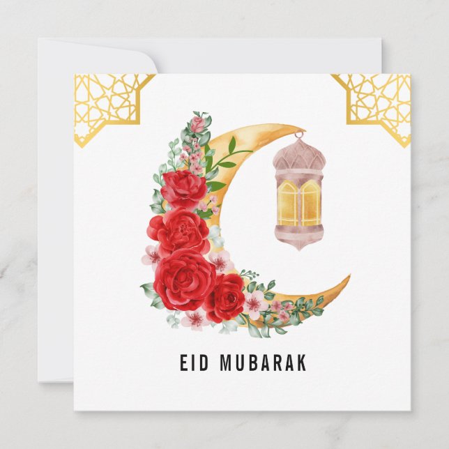 Tarjeta Media Luna Roja Eid Mubarak (Anverso)