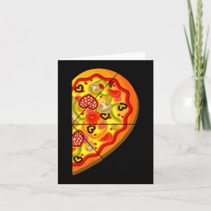Tarjeta Media Pizza Corazones Lindos Forma Pareja Couple V