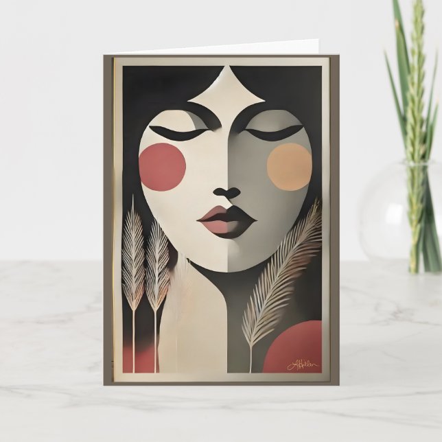 Tarjeta Mediana del siglo XX Meditación del Arte Moderno (Anverso)